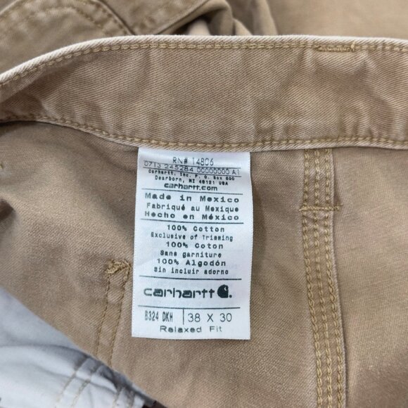 Carhartt Mens Relaxed Fit Brown Work Pants 38x30 100% Cotton Durable SOME STAINS - Picture 3 of 12